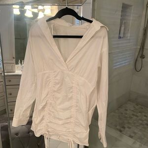 Mable Long Sleeve White Collared Dress